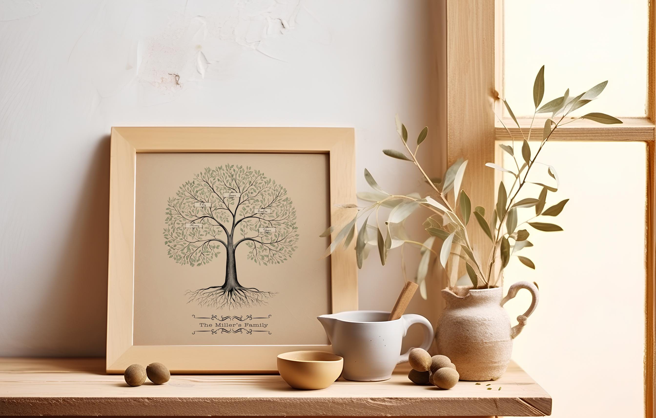 Custom Family Tree Poster - Fathers Day Gift, Vintage Textured Paper Print, Ancestry Wall Art, Personalized print,Family Heritage Chart