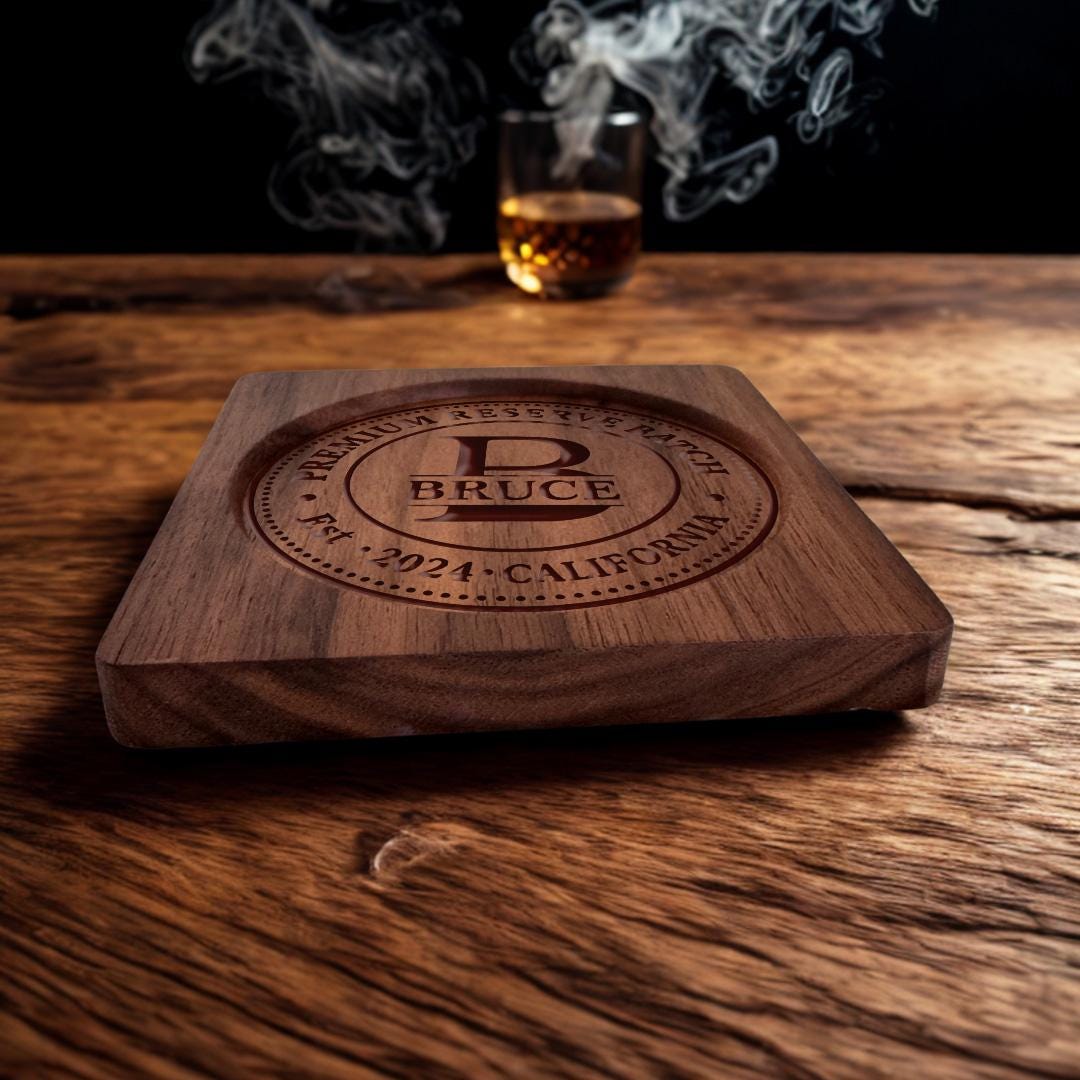 Personalized Walnut Coaster set,Personalized Custom Wood Coaster,Custom Engraved Whiskey Coaster Set, Gift for Dad,Husband, Bourbon Lover