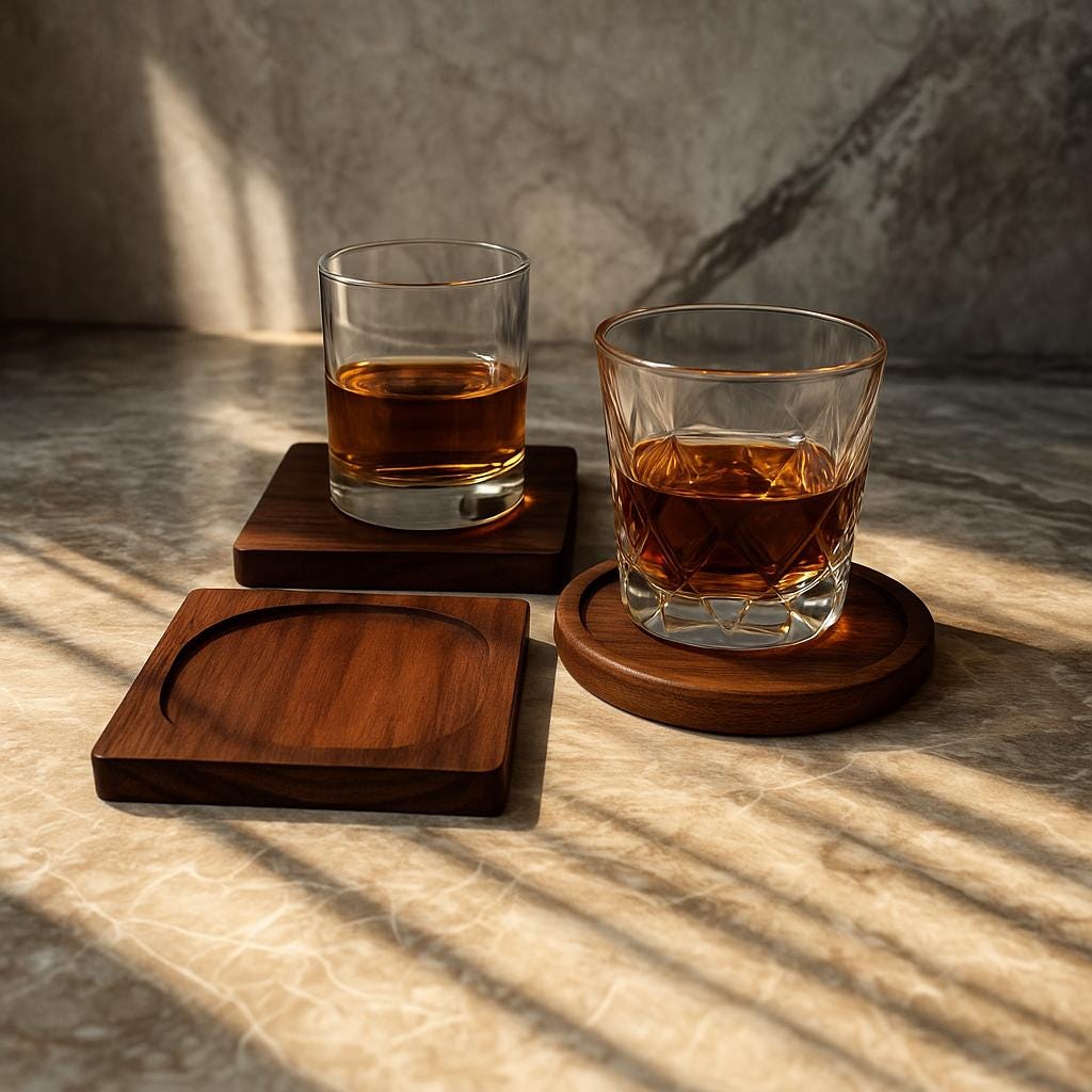 Personalized Walnut Coaster set,Personalized Custom Wood Coaster,Custom Engraved Whiskey Coaster Set, Gift for Dad,Husband, Bourbon Lover