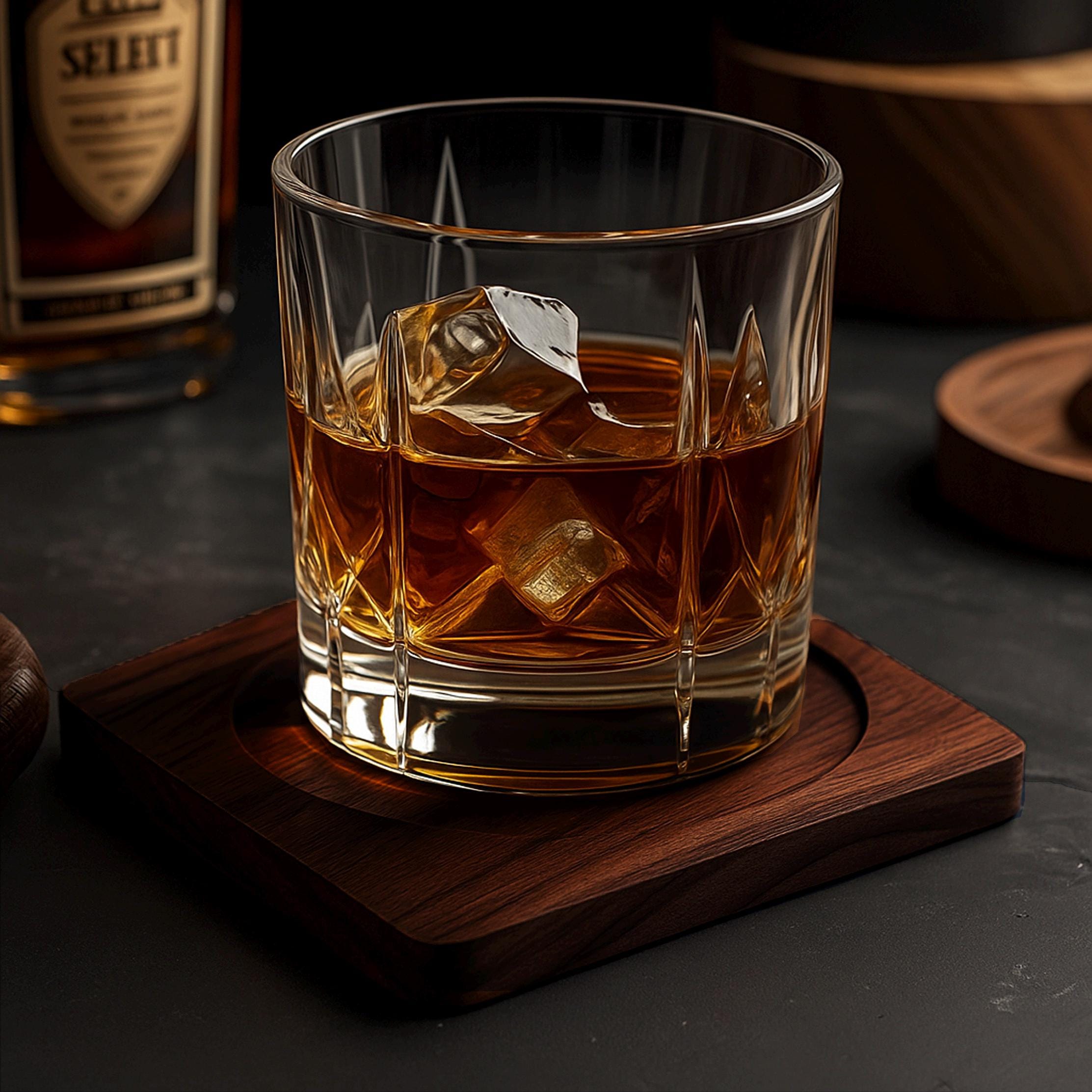 Personalized Walnut Coaster set,Personalized Custom Wood Coaster,Custom Engraved Whiskey Coaster Set, Gift for Dad,Husband, Bourbon Lover