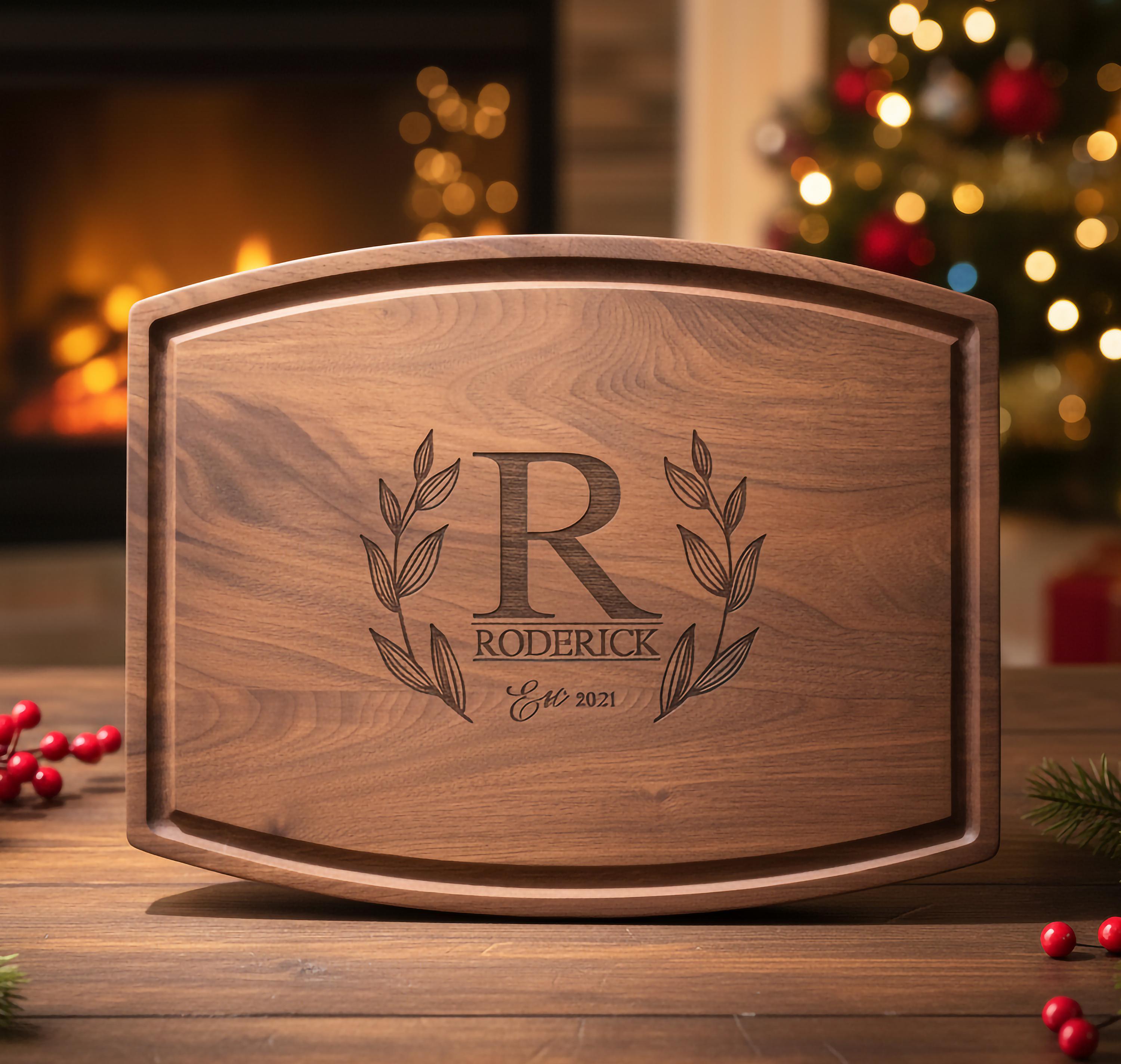 Personalized Walnut Cutting Board | Custom Large Charcuterie Board | Christmas Gift | Holiday Kitchen Gift | Gift for Mom Dad Grandma