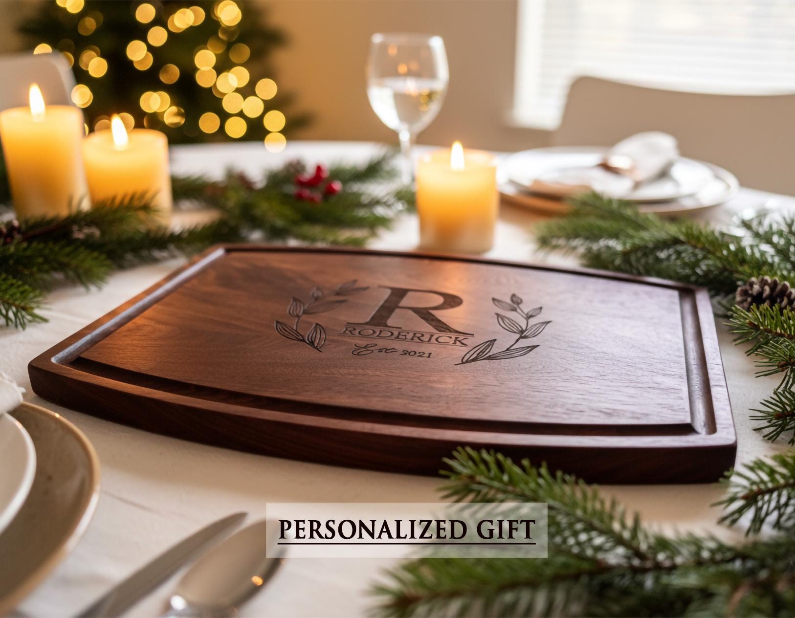 Personalized Walnut Cutting Board | Custom Large Charcuterie Board | Christmas Gift | Holiday Kitchen Gift | Gift for Mom Dad Grandma