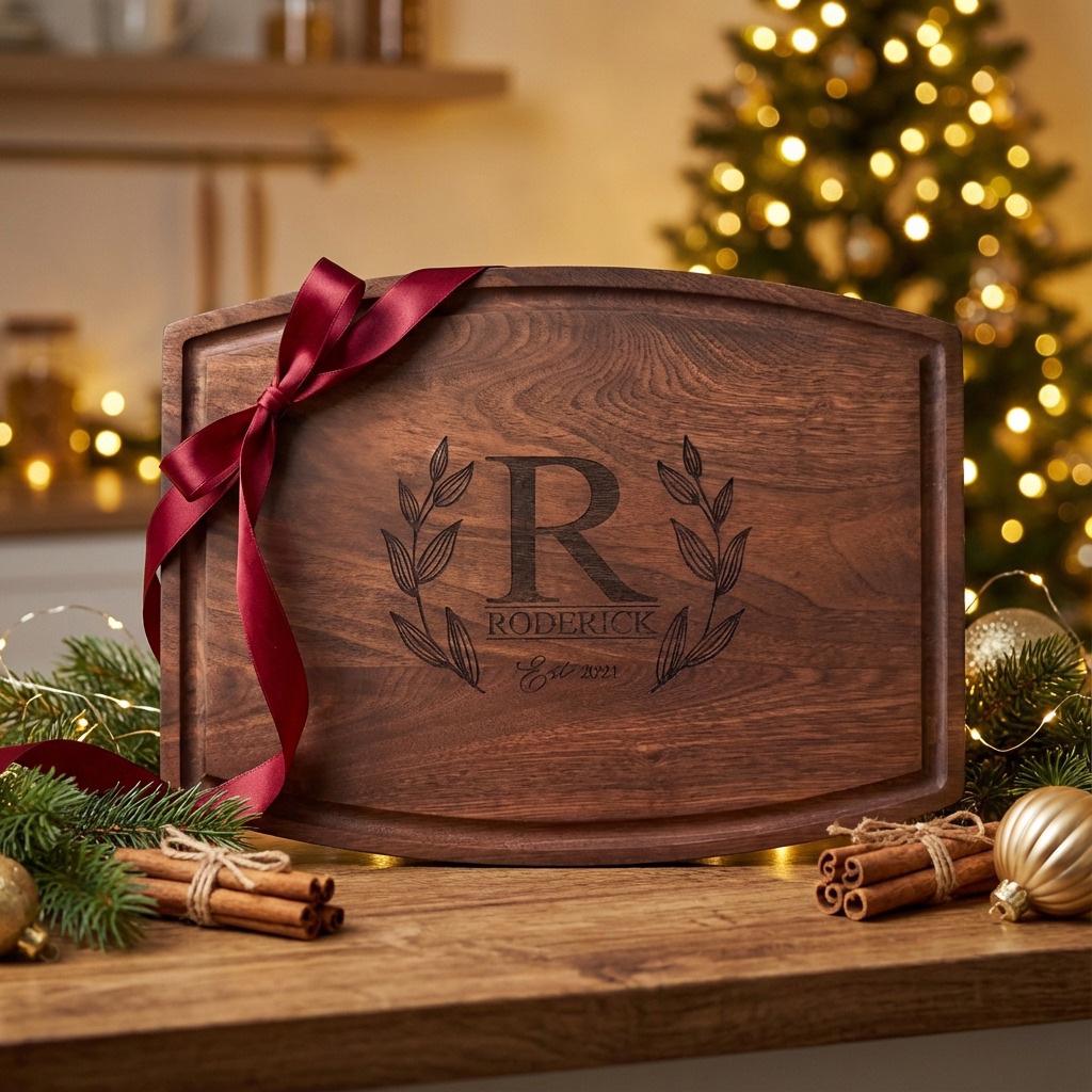 Personalized Walnut Cutting Board | Custom Large Charcuterie Board | Christmas Gift | Holiday Kitchen Gift | Gift for Mom Dad Grandma