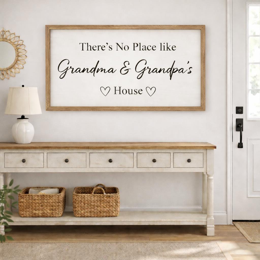 Custom Grandma & Grandpa’s House Wooden Sign|Personalized Family Name Wall Decor| Family Gift, Grandparents Gift, Entryway Art